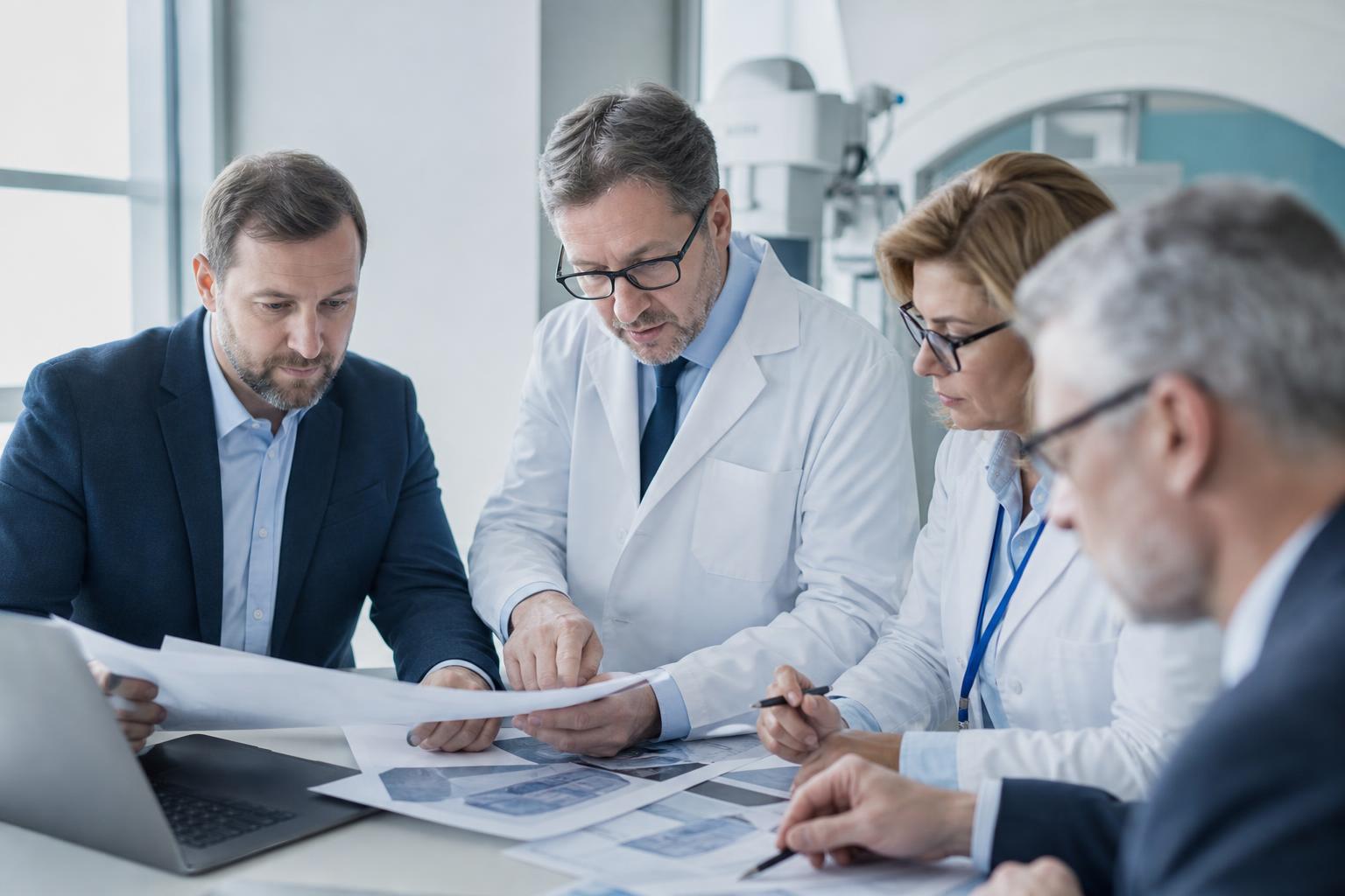 Специалисты проверяют документацию на медицинское оборудование